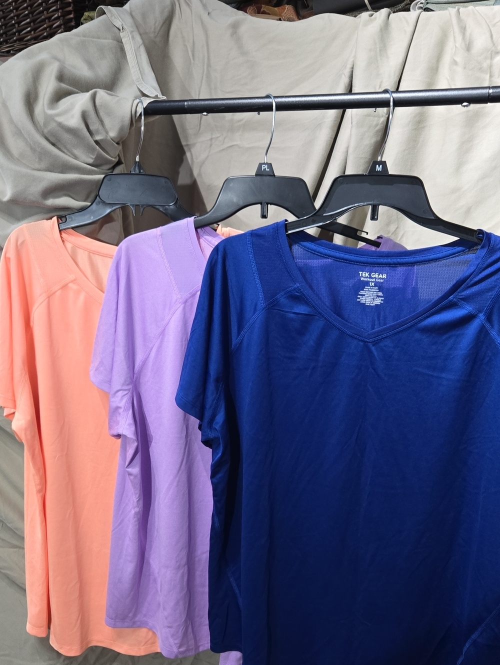 tek gear Womenโs Short-Sleeve V-Neck Tee - Blue, Lavender & Coral